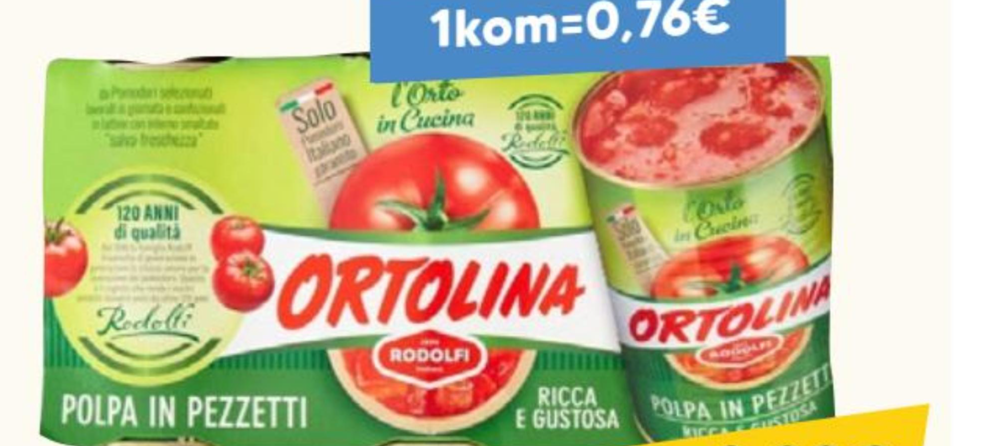 ORTOLINA Pulpa od rajčice 3x400g - Akcija u trgovini Pivac