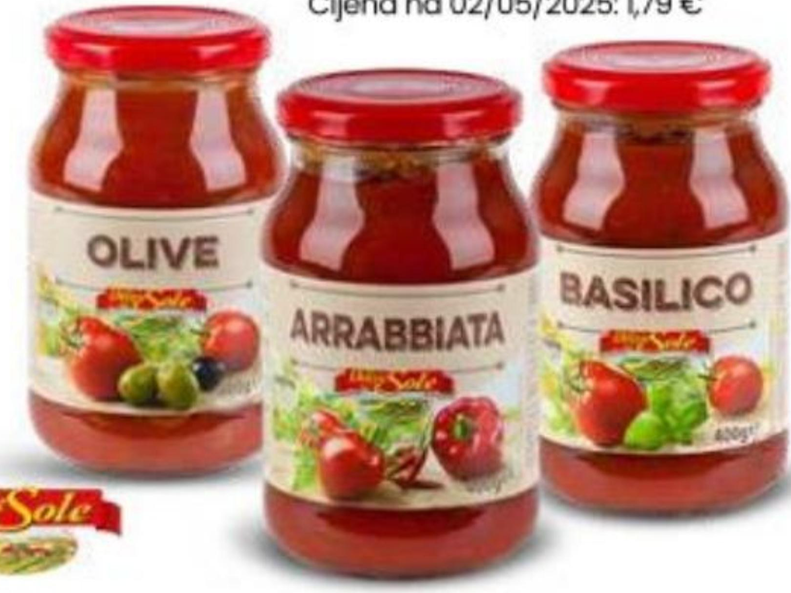 Umak rajčica s bosiljkom/all'arrabbiata/s maslinama 400 g - Akcija u trgovini Eurospin
