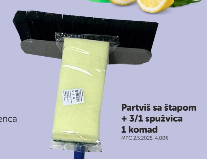 Partviš sa štapom + 3/1 spužvica 1 komad - Akcija u trgovini Boso