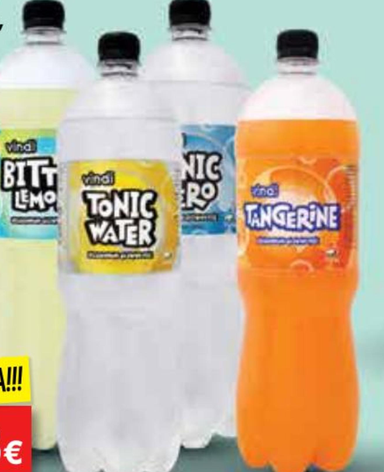 Vindi Sok Tangerine, Tonic Water Zero, Bitter Lemon, Tonic Water 1.5 L