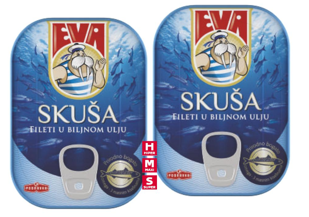 Skuša fileti u biljnom ulju Eva 100 g