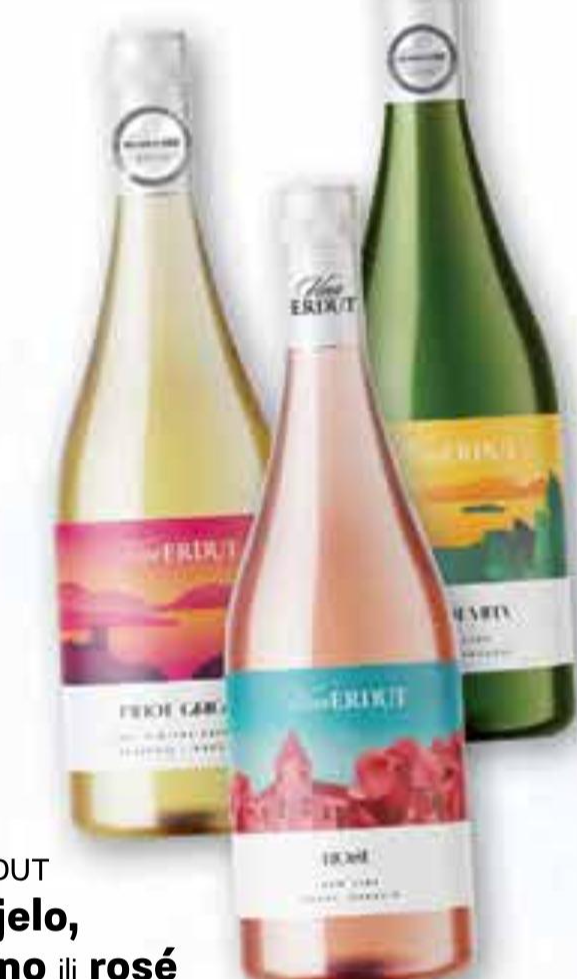 Erdut Bijelo, crno ili rosé kvalitetno vino 0,75 l
