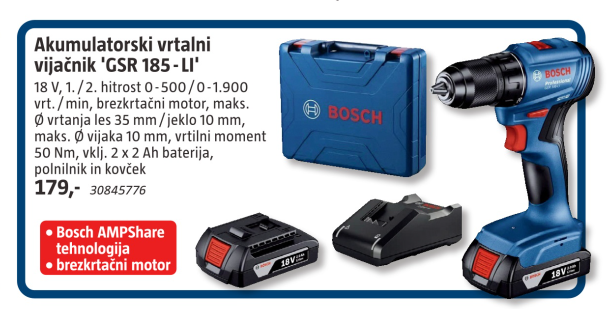 Akumulatorski vrtalni vijačnik 'GSR 185-LI'