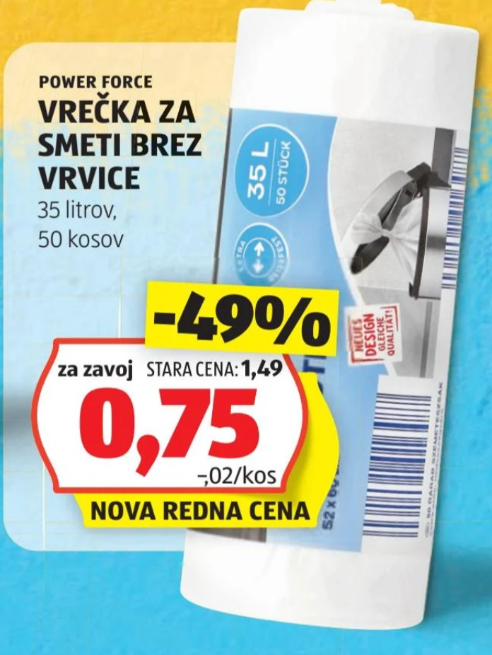 Vrečka za smeti brez vrvice