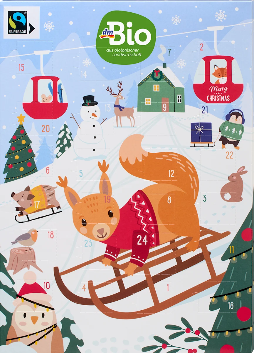 dmBio adventni koledar z mlečno čokolado